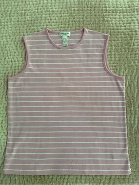 Jones New York Pink and White Striped Knit Tank